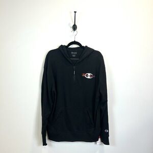 NWT Champion Hoodie Mens Large Black 1/4‎ Zip Rainbow Logo Pullover Sweatshirt